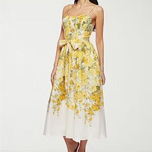 Chic Floral Midi Dress in Yellow and White
